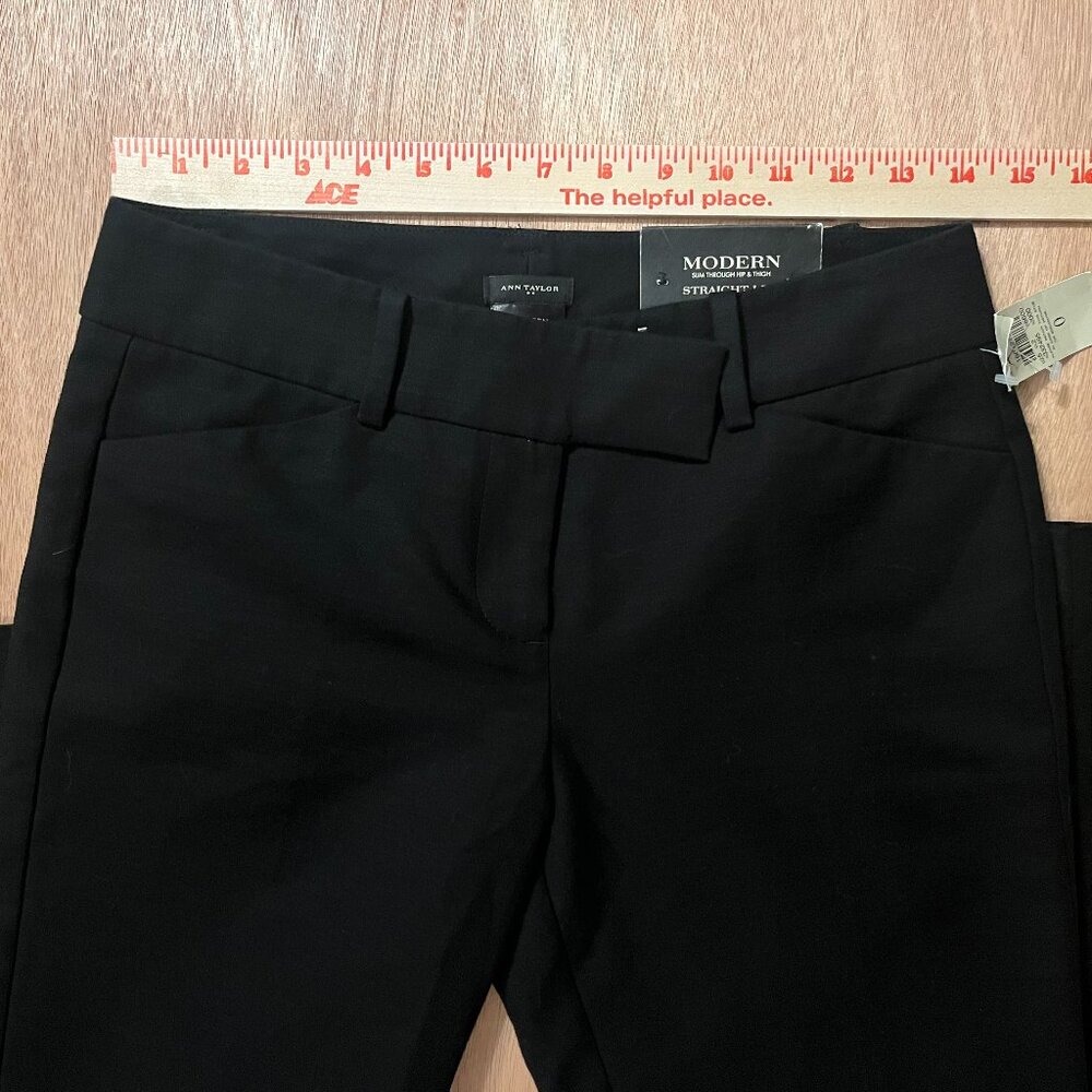 Ann Taylor Modern Straight Leg Pants Black Size 0 NWT Tailored Office - Picture 7 of 14